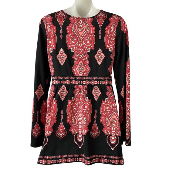 INC International Concepts Y2K Babydoll Top Women S Red Boho Hippie Goddess VTG - Picture 2 of 10